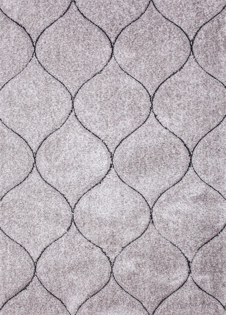 Touch Of Silver Shag Area Rug/Carpet 100 Percent Polyester Fabric - Plush Fluffy Shine 3D Geometric Design, Silver, 2" Pile Height (1 Piece)