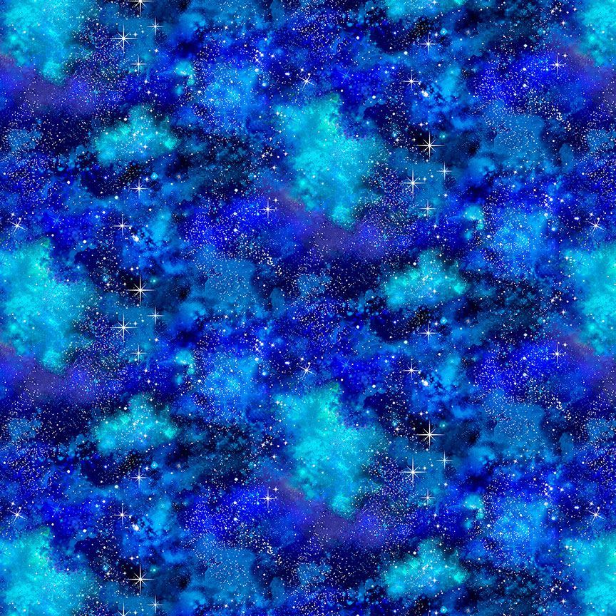 Cotton Galaxy Print Fabric 44/45 Blue Starry