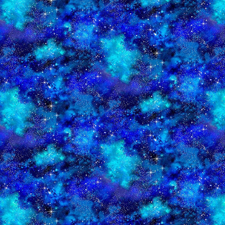 Cotton Galaxy Print Fabric 44/45 Blue Starry