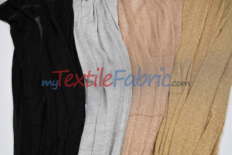 Sparkly Mesh Metallic Stretch Knit Fabric - Gold, Rose Gold, Silver, Black, 58/60" Width (By The Yard)