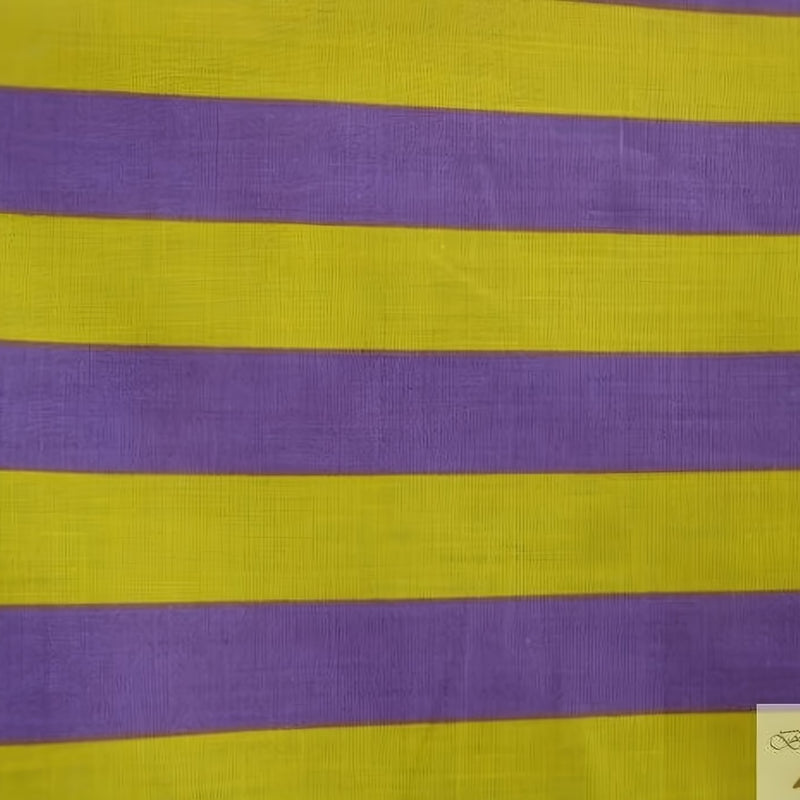 Poly Cotton Stripe Fabric Purple Yellow Sold by the Yard