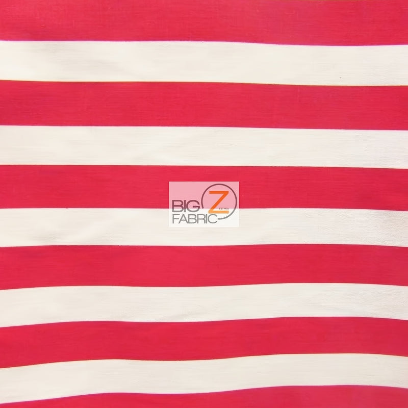 Poly Cotton 1 Inch Stripe Fabric Red/White Sold By The Yard