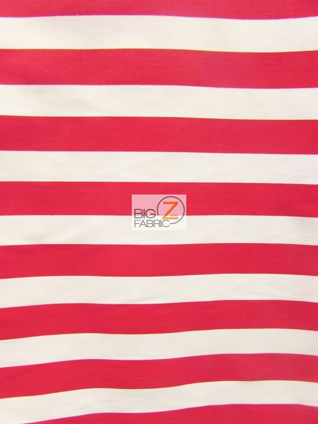 Poly Cotton 1 Inch Stripe Fabric Red/White Sold By The Yard