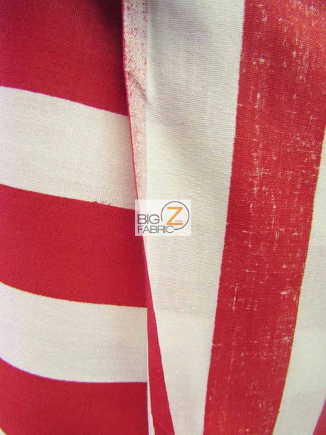 Poly Cotton 1 Inch Stripe Fabric Red/White Sold By The Yard