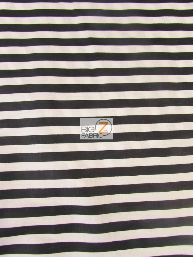 Poly Cotton Stripe Fabric Black/White 1/2 Inch Sold By The Yard