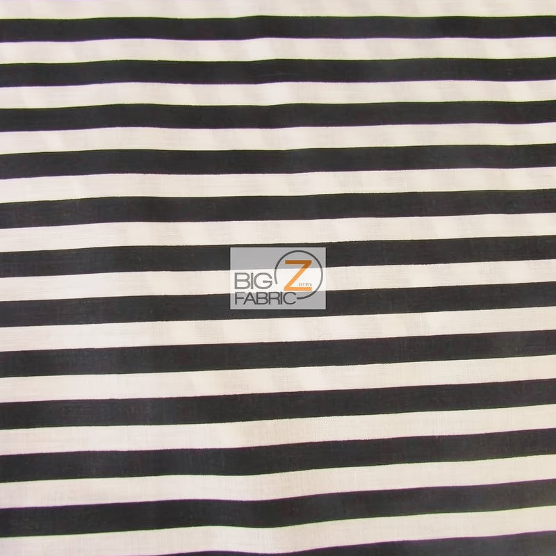 Poly Cotton Stripe Fabric Black/White 1/2 Inch Sold By The Yard