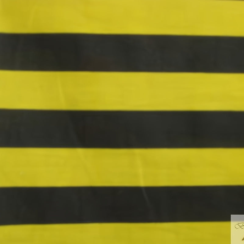 Poly Cotton 1 Inch Stripe Fabric Black/Yellow Sold by the Yard