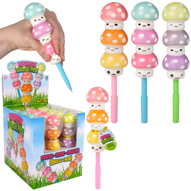 Squish Mushroom Pens (12 Pc Display)