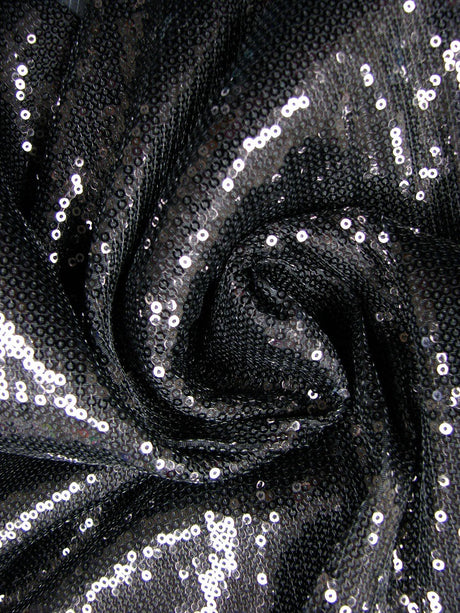 3Mm Mini Micro Shiny Sequins On Stretch Fdy Knit Jersey Polyester Spandex Fabric - Black, Gold, Platinum, Purple, Red, Fuchsia, Royal Blue, Turquoise, Silver, Dusty Pink, Gunmetal, Emerald Green, Lavender, 58" Width