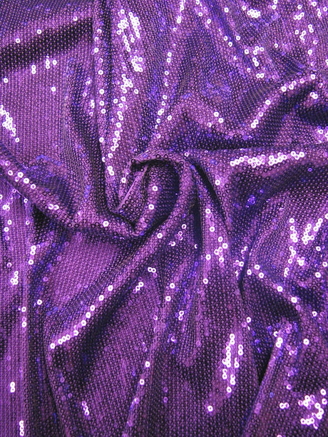 3Mm Mini Micro Shiny Sequins On Stretch Fdy Knit Jersey Polyester Spandex Fabric - Black, Gold, Platinum, Purple, Red, Fuchsia, Royal Blue, Turquoise, Silver, Dusty Pink, Gunmetal, Emerald Green, Lavender, 58" Width
