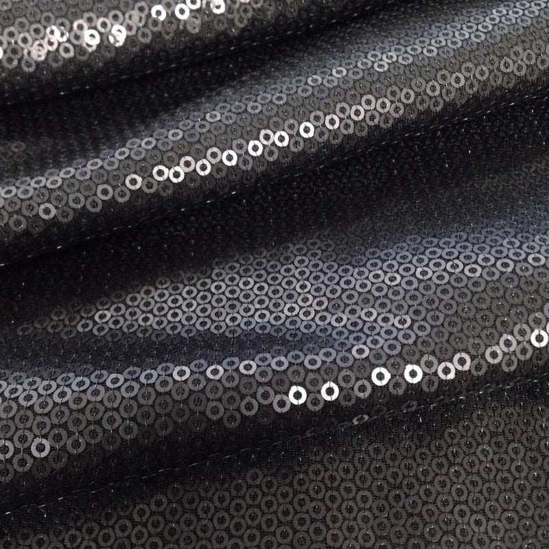 3Mm Micro Mini Matte Sequins Stretch Polyester Spandex Fabric - Black, 56/58" Width