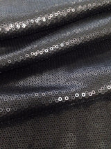 3Mm Micro Mini Matte Sequins Stretch Polyester Spandex Fabric - Black, 56/58" Width
