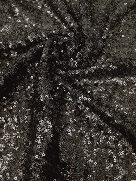 3Mm Mini Matte Overlapping Sequins Nylon Mesh Fabric - Black, Ivory, Silver, Copper, Red, Blush, Dark Gold, Champagne, 52" Width