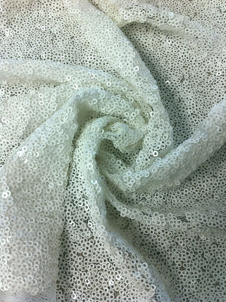3Mm Mini Matte Overlapping Sequins Nylon Mesh Fabric - Black, Ivory, Silver, Copper, Red, Blush, Dark Gold, Champagne, 52" Width