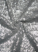 3Mm Mini Matte Overlapping Sequins Nylon Mesh Fabric - Black, Ivory, Silver, Copper, Red, Blush, Dark Gold, Champagne, 52" Width