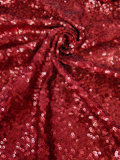 3Mm Mini Matte Overlapping Sequins Nylon Mesh Fabric - Black, Ivory, Silver, Copper, Red, Blush, Dark Gold, Champagne, 52" Width
