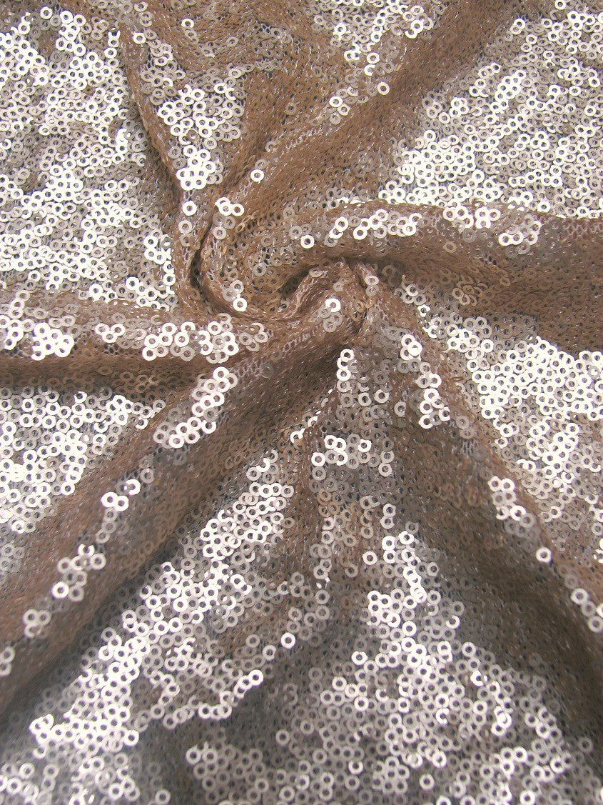 3Mm Mini Matte Overlapping Sequins Nylon Mesh Fabric - Black, Ivory, Silver, Copper, Red, Blush, Dark Gold, Champagne, 52" Width