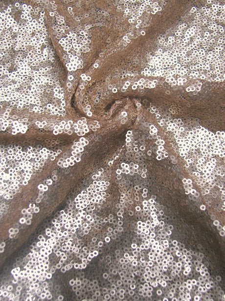 3Mm Mini Matte Overlapping Sequins Nylon Mesh Fabric - Black, Ivory, Silver, Copper, Red, Blush, Dark Gold, Champagne, 52" Width