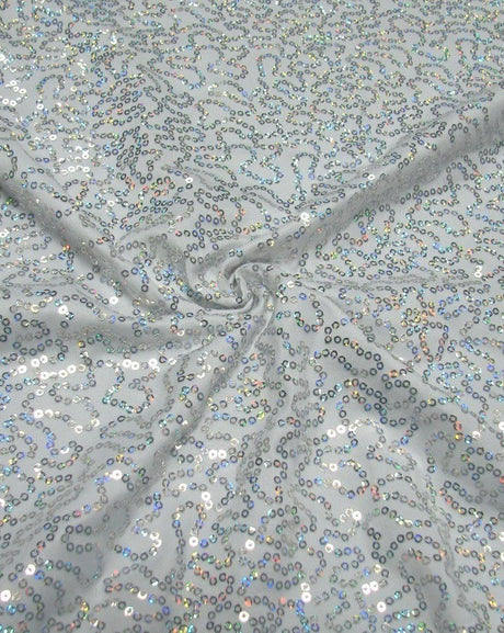 Polyester Spandex Sequins Fabric - Shiny Hologram Swirl, 54" Width
