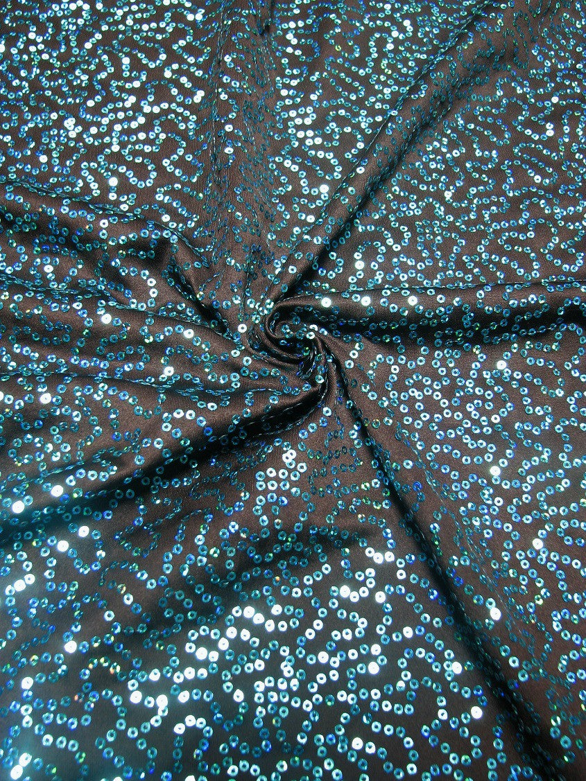 Polyester Spandex Sequins Fabric - Shiny Hologram Swirl, 54" Width