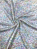 Polyester Spandex Sequins Fabric - Shiny Hologram Swirl, 54" Width