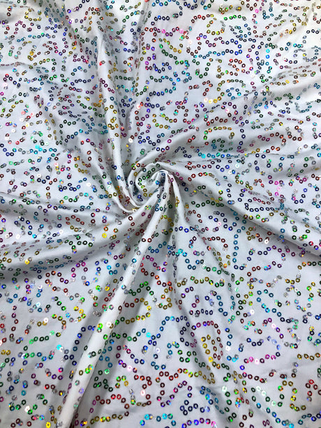 Polyester Spandex Sequins Fabric - Shiny Hologram Swirl, 54" Width