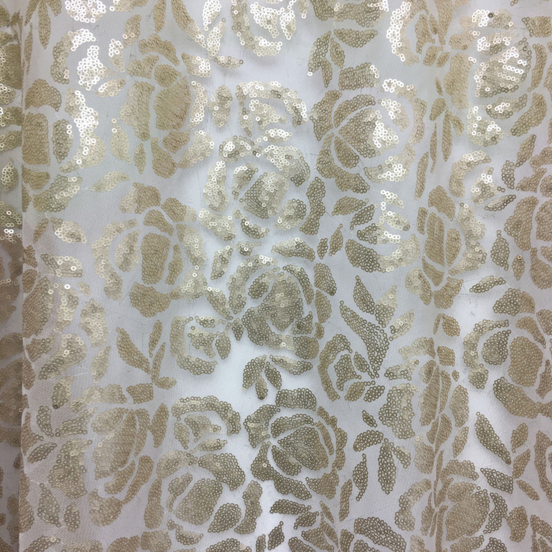 Polyester Mesh Fabric - 3MM Shiny Sequin Floral Design, 54" Width