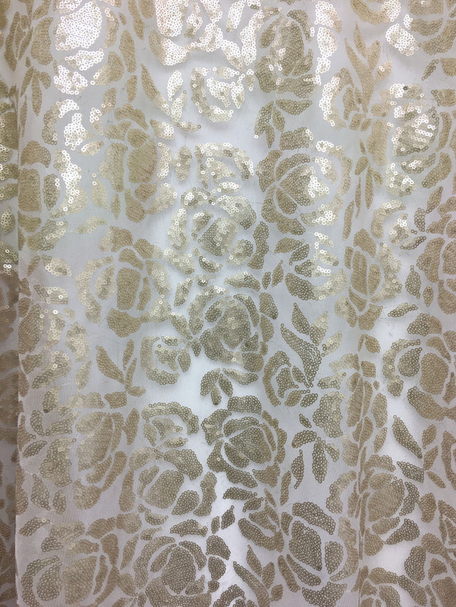 Polyester Mesh Fabric - 3MM Shiny Sequin Floral Design, 54" Width