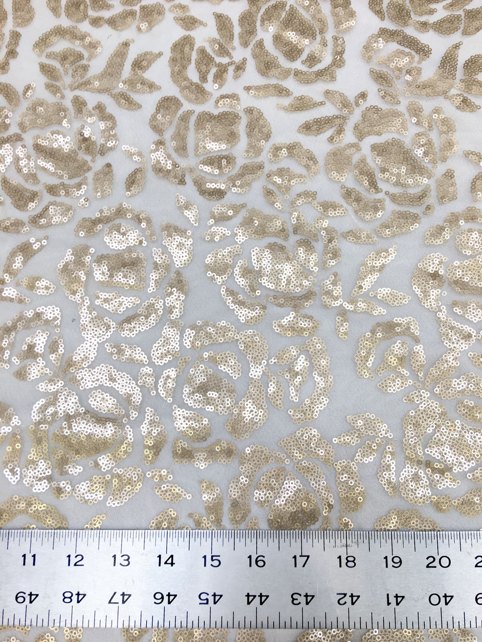 Polyester Mesh Fabric - 3MM Shiny Sequin Floral Design, 54" Width