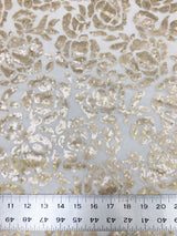 Polyester Mesh Fabric - 3MM Shiny Sequin Floral Design, 54" Width