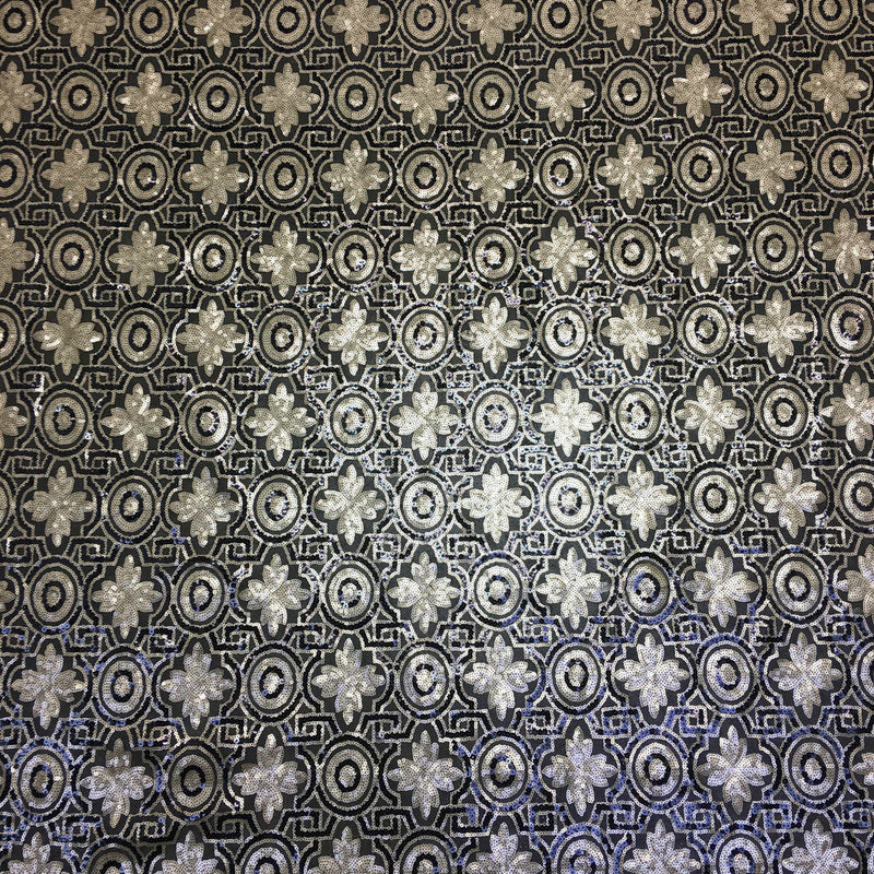 Polyester Non-Stretch Mesh Fabric - 3MM Geometric Design, Black/Gold, Black/Taupe