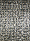 Polyester Non-Stretch Mesh Fabric - 3MM Geometric Design, Black/Gold, Black/Taupe
