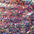 Holographic Glitz Mini Disc Sequins Polyester Fabric - Royal, Fuchsia, Aqua, Pink, 56" Wide