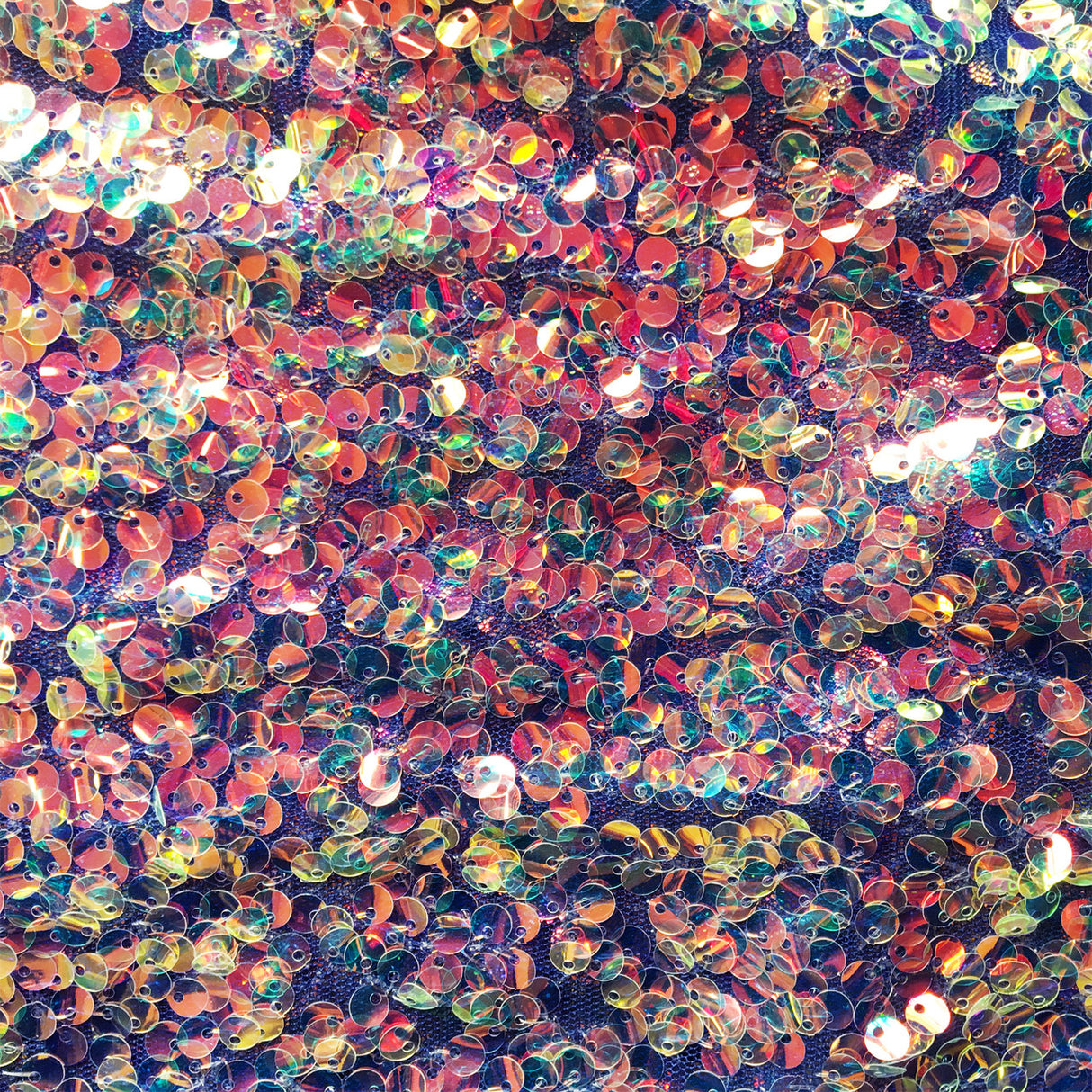 Holographic Glitz Mini Disc Sequins Polyester Fabric - Royal, Fuchsia, Aqua, Pink, 56" Wide