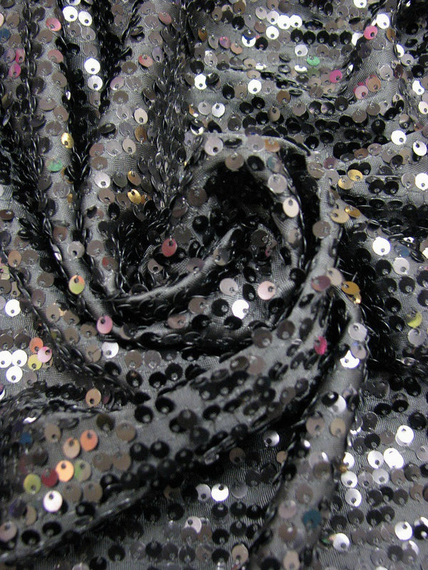 5Mm Shiny Sequin Paillettes Polyester Spandex Fabric - Black, Gold, Red, Purple, Turquoise, Silver, 56"-58" Width
