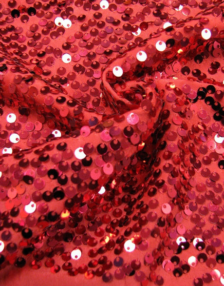 5Mm Shiny Sequin Paillettes Polyester Spandex Fabric - Black, Gold, Red, Purple, Turquoise, Silver, 56"-58" Width