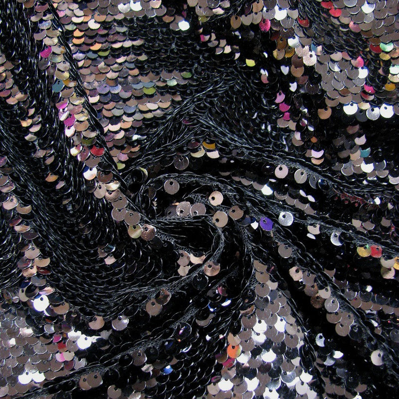 7 Mm Overlapping Shiny Fish Scale-Style Nylon Mesh Fabric - Black, Red, Turquoise, Fuchsia, Purple, Dusty Rose, Royal, 52" Width
