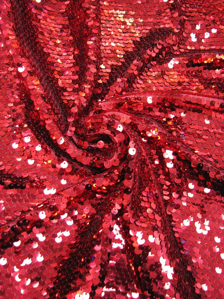 7 Mm Overlapping Shiny Fish Scale-Style Nylon Mesh Fabric - Black, Red, Turquoise, Fuchsia, Purple, Dusty Rose, Royal, 52" Width