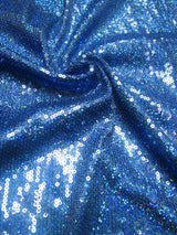 3Mm Mini Micro Holographic Shiny Sequins Stretch Polyester Spandex Fabric - Royal, 58" Width