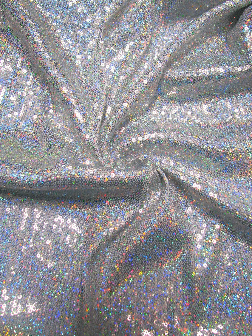 3Mm Mini Micro Holographic Shiny Sequins Stretch Polyester Spandex Fabric - Royal, 58" Width