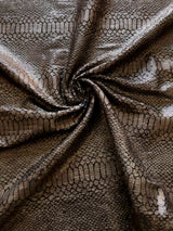 Shiny Snake Print Foil Polyester Spandex Fabric - Gray/Black, Brown/Black, 57" Width