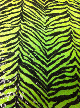 3Mm Mini Micro Bright Neon Sequins Zebra Pattern Nylon Mesh Fabric - Neon Lime/Black, Neon Fuchsia/Black