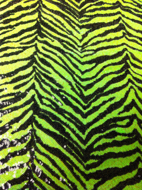 3Mm Mini Micro Bright Neon Sequins Zebra Pattern Nylon Mesh Fabric - Neon Lime/Black, Neon Fuchsia/Black
