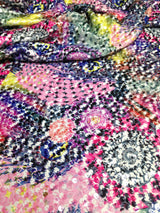 Abstract And Peacock Feather Design Polyester Spandex Fabric - Abstract Peacock Feather Pattern, 7Mm Sequins