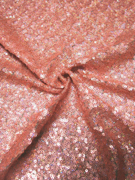 3Mm Micro Mini Hologram Overlapping Sequins On Nylon Mesh Nylon Fabric - Black, Royal, Gold, Red, Peach, Mauve, Black/Multi Color, Pale Green, Silver, 50" Width