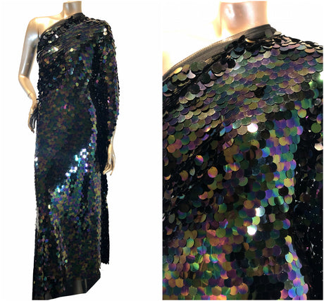 Polyester Mesh Fabric - 17Mm Payette Circle Overlapping Fish Scale Sequins, Mermaid, Gold, Silver, Dull White, Dusty Pink, 56/58" Width