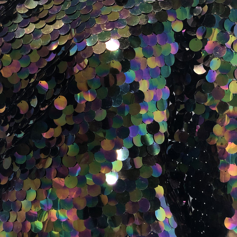 Polyester Mesh Fabric - 17Mm Payette Circle Overlapping Fish Scale Sequins, Mermaid, Gold, Silver, Dull White, Dusty Pink, 56/58" Width