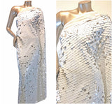 Polyester Mesh Fabric - 17Mm Payette Circle Overlapping Fish Scale Sequins, Mermaid, Gold, Silver, Dull White, Dusty Pink, 56/58" Width