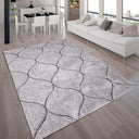 Touch Of Silver Shag Area Rug/Carpet 100 Percent Polyester Fabric - Plush Fluffy Shine 3D Geometric Design, Silver, 2" Pile Height (1 Piece)
