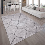 Touch Of Silver Shag Area Rug/Carpet 100 Percent Polyester Fabric - Plush Fluffy Shine 3D Geometric Design, Silver, 2" Pile Height (1 Piece)